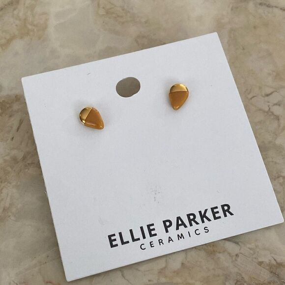 NWT Ellie Parker 22K  Gold Teardrop Stud Earrings | Ellie Parker Ceramics - Picture 1 of 3